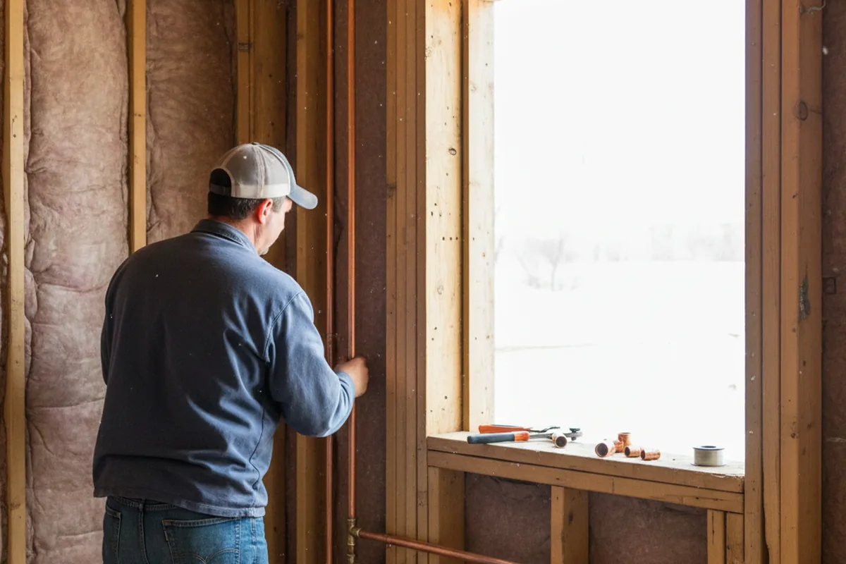 Licensed plumber running new copper supply lines in a Hendersonville home