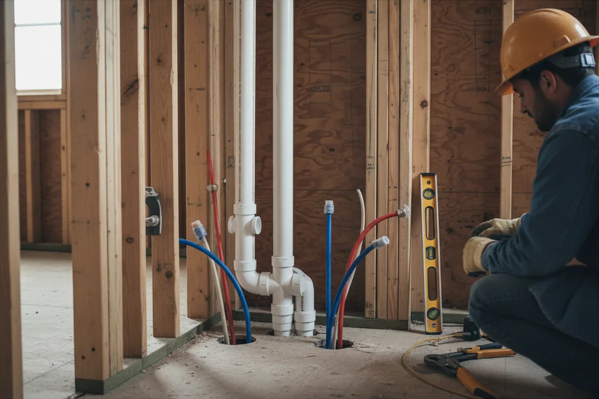 Drain and supply rough-in during Drain Cleaning in Hendersonville